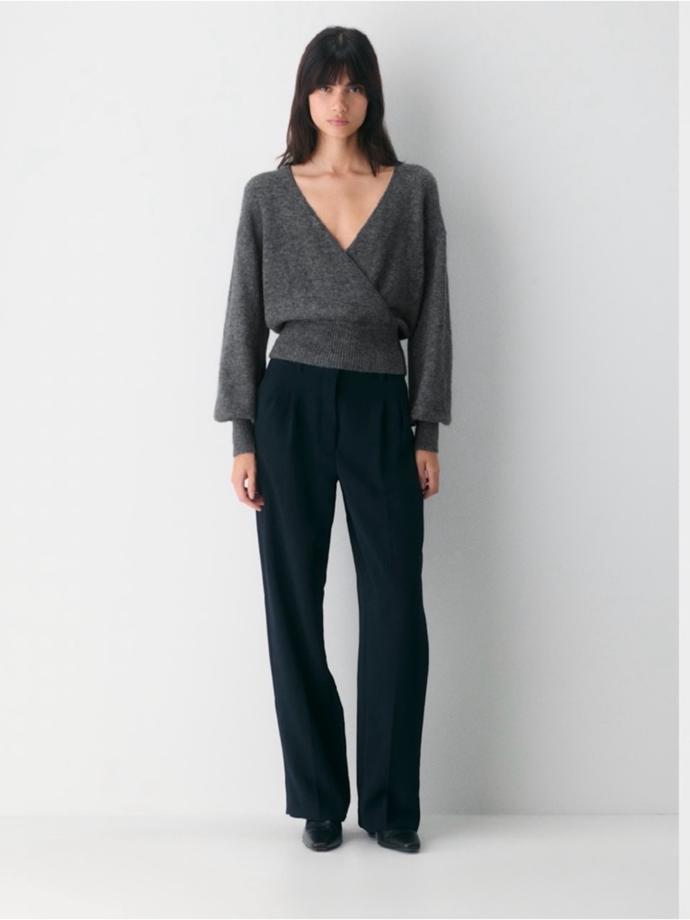 Aritzia Wilfred SoftSpoke Dear Sweater in Heather Dark Grey XL
